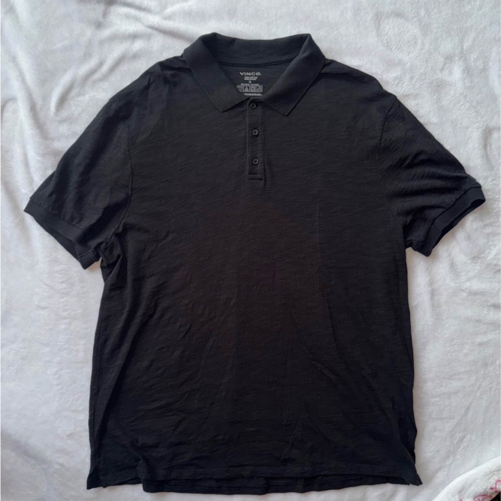 Vince Black Polo Shirt Classic Knit